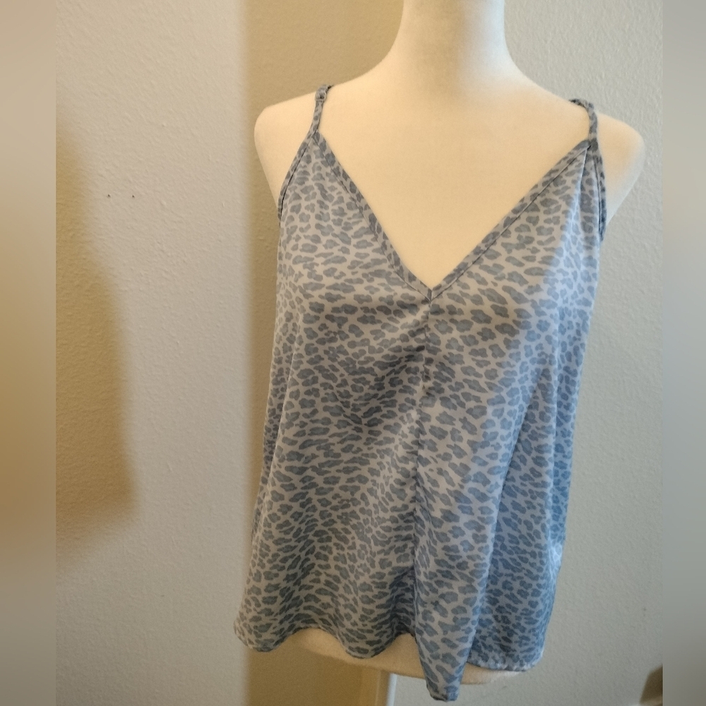 Aerie Blue Leopard Print Camisole Silky Smooth